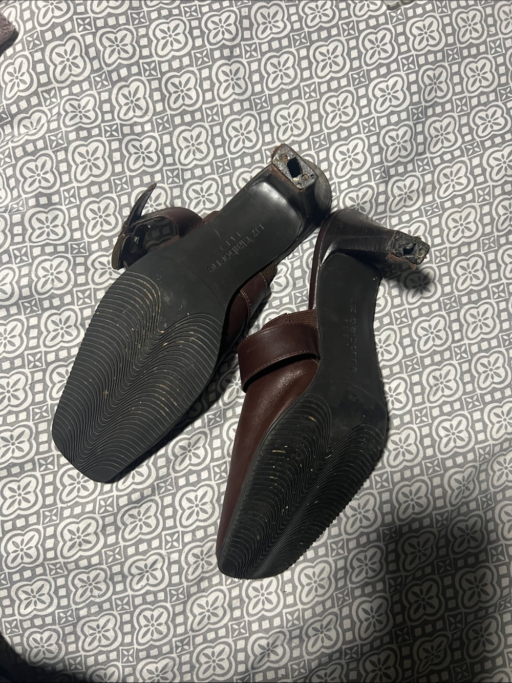 Liz Claiborne Dark Brown Leather Buckle Mules - Picture 4 of 4